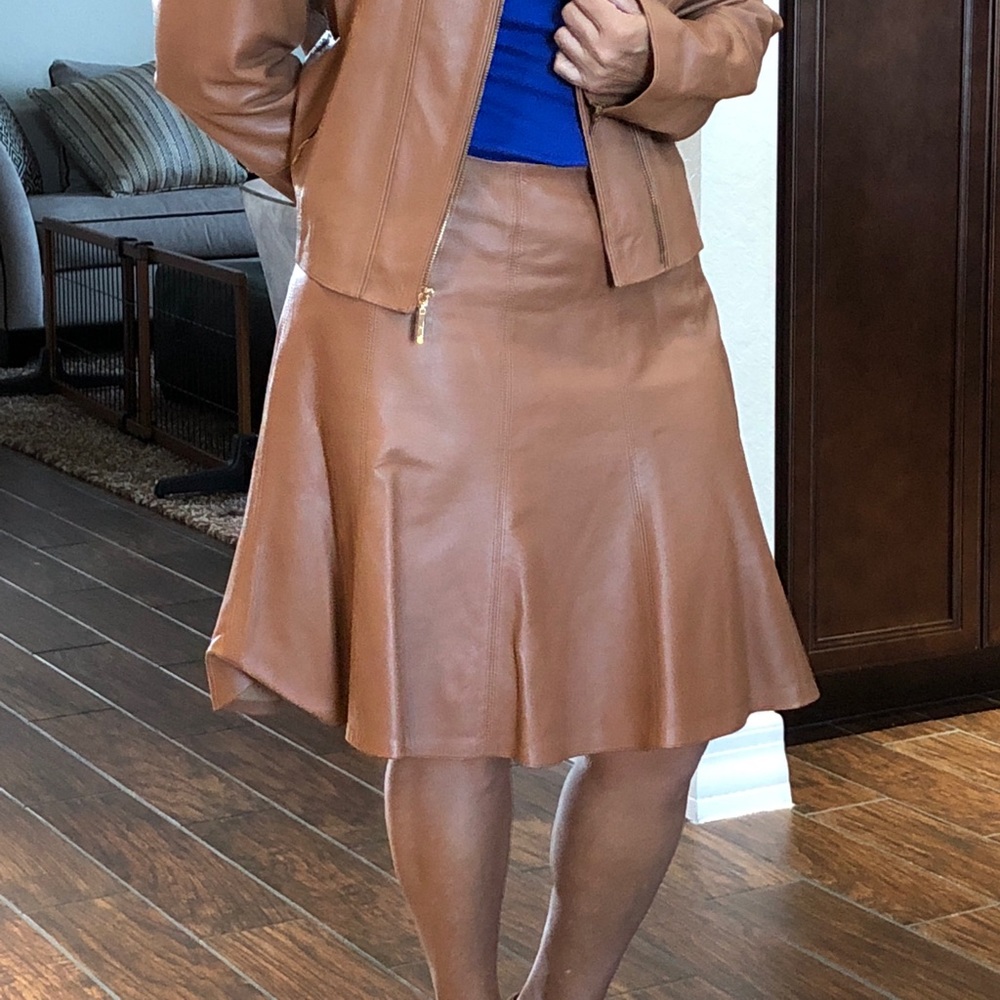 Leather skirt, brown White House black market